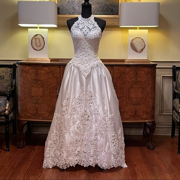 MORI LEE BALL GOWN SATIN WEDDING DRESS SIZE 6 - Picture 10 of 14